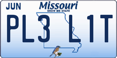 MO license plate PL3L1T