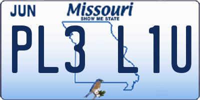 MO license plate PL3L1U