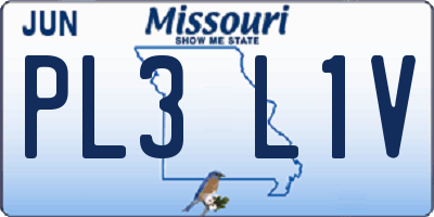 MO license plate PL3L1V