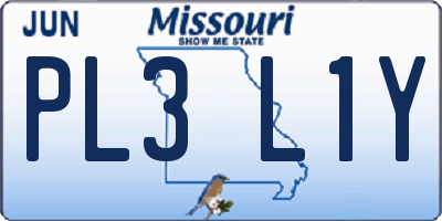 MO license plate PL3L1Y
