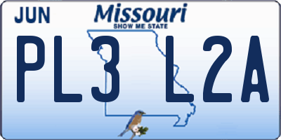 MO license plate PL3L2A