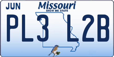 MO license plate PL3L2B