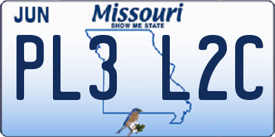 MO license plate PL3L2C