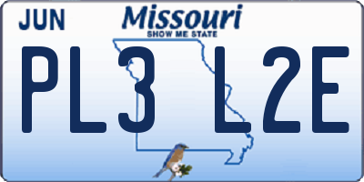MO license plate PL3L2E