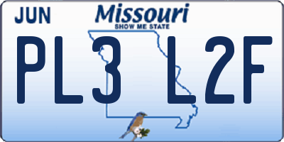 MO license plate PL3L2F