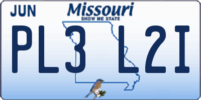 MO license plate PL3L2I