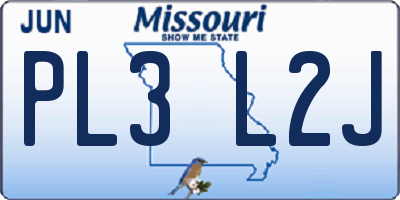 MO license plate PL3L2J