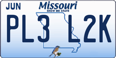 MO license plate PL3L2K