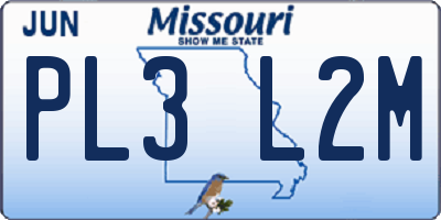 MO license plate PL3L2M