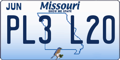 MO license plate PL3L2O