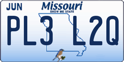 MO license plate PL3L2Q