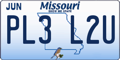 MO license plate PL3L2U