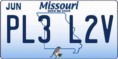 MO license plate PL3L2V