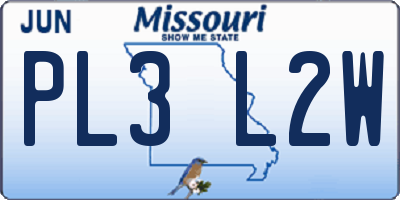 MO license plate PL3L2W