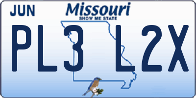 MO license plate PL3L2X