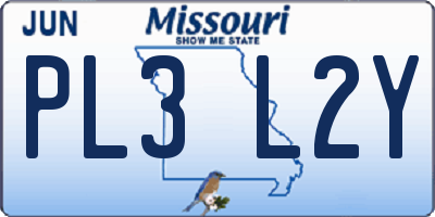 MO license plate PL3L2Y