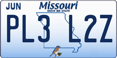 MO license plate PL3L2Z