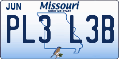 MO license plate PL3L3B