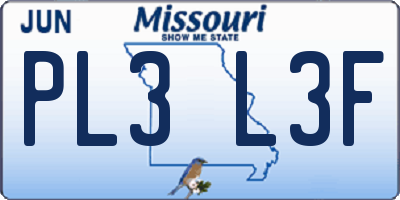 MO license plate PL3L3F