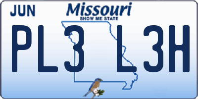 MO license plate PL3L3H