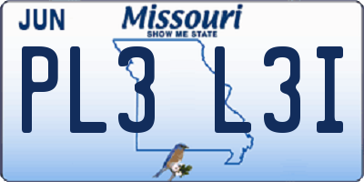 MO license plate PL3L3I