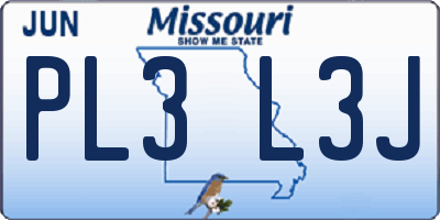 MO license plate PL3L3J