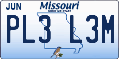 MO license plate PL3L3M