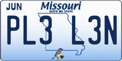 MO license plate PL3L3N