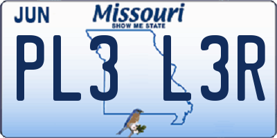 MO license plate PL3L3R