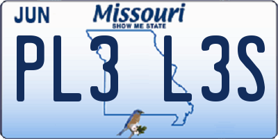 MO license plate PL3L3S