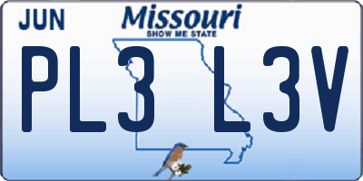 MO license plate PL3L3V
