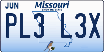MO license plate PL3L3X