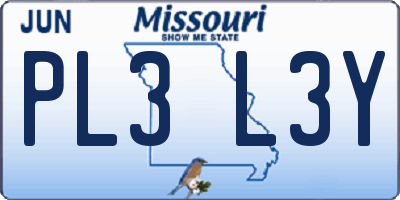 MO license plate PL3L3Y