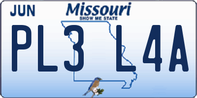 MO license plate PL3L4A