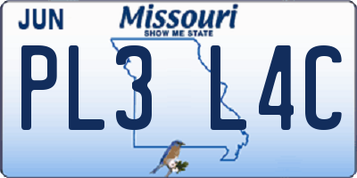 MO license plate PL3L4C