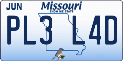 MO license plate PL3L4D