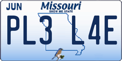 MO license plate PL3L4E