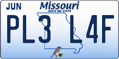 MO license plate PL3L4F
