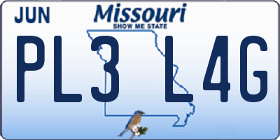 MO license plate PL3L4G