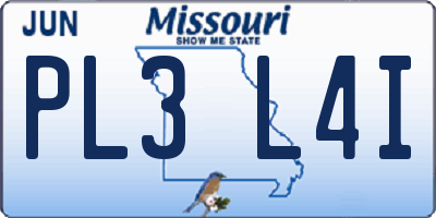 MO license plate PL3L4I
