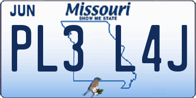 MO license plate PL3L4J