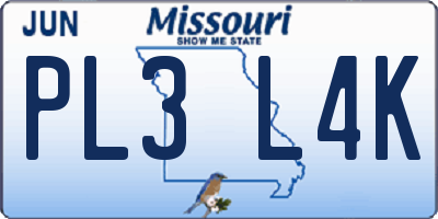 MO license plate PL3L4K