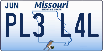 MO license plate PL3L4L