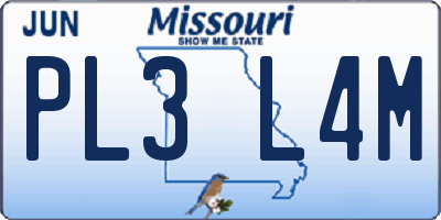 MO license plate PL3L4M