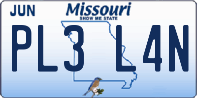 MO license plate PL3L4N