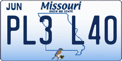 MO license plate PL3L4O
