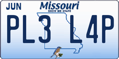 MO license plate PL3L4P