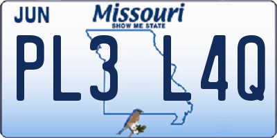 MO license plate PL3L4Q
