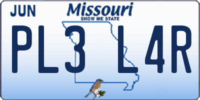 MO license plate PL3L4R