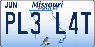 MO license plate PL3L4T